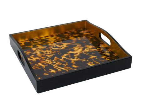 Tortoiseshell Lacquer Square Tray Hot on Sale