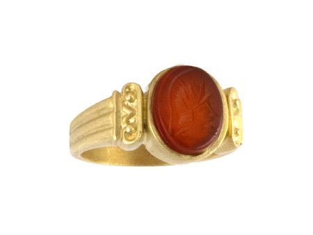 Carnelian Carved Knight Intaglio Ring Hot on Sale