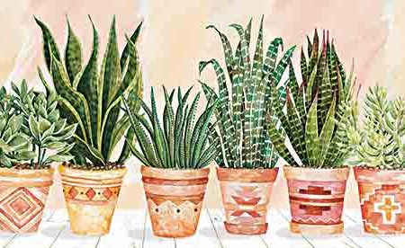 CIN3150 - Aztec Potted Plants in a Row - 18x9 For Sale